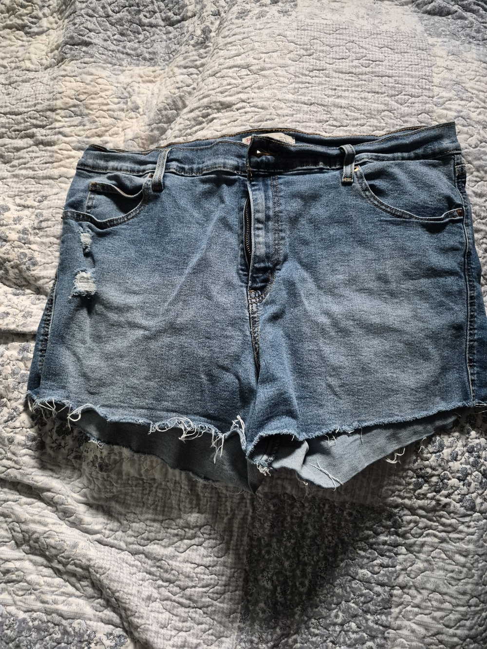 Signature by Levi Strauss Distressed Cutoff Denim Shorts - Blue